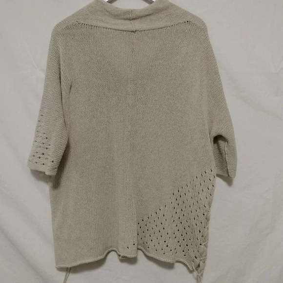 Unbranded Linen Blend 1/2 Sleeves Knit Cardigan  Tie  Side  Sz XL - Picture 7 of 9